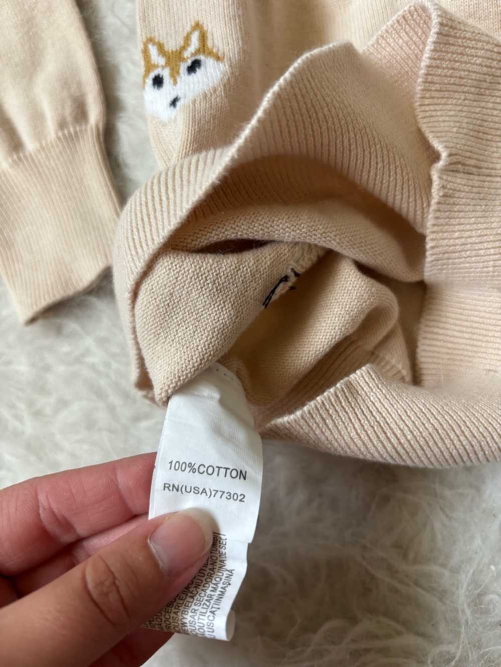 Zara Girls Cream Knit Sweater with Fox AOP and Bow Detail - Picture 3 of 3